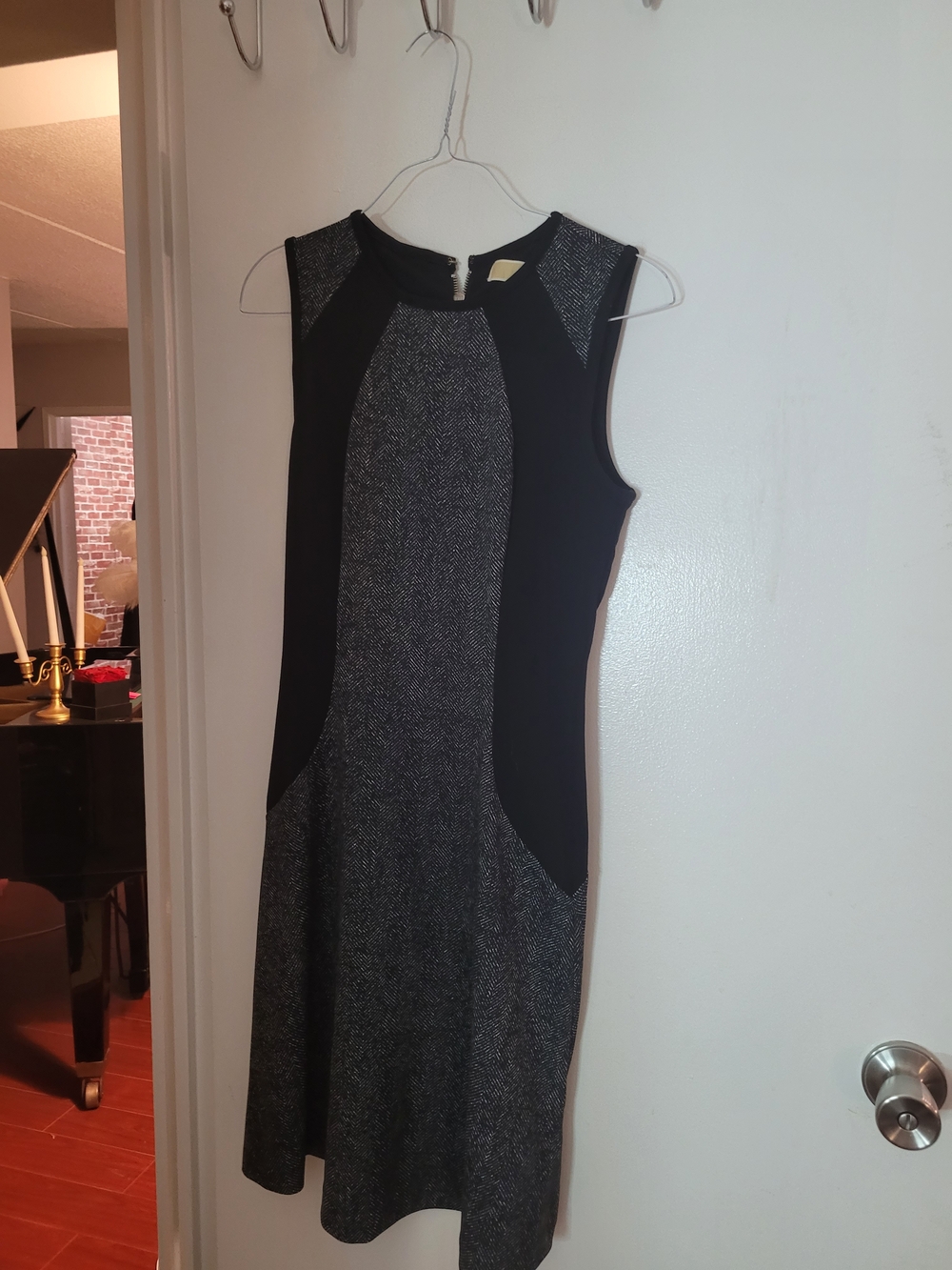 Michael Kors Sleeveless Black and Gray Office Work Dress
